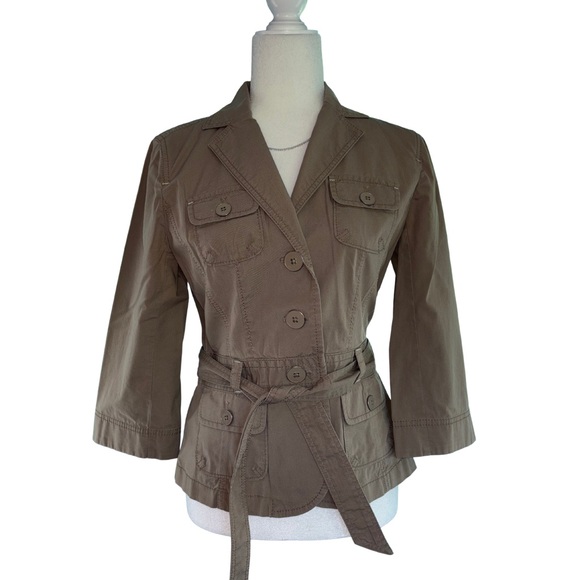 LOFT Women's Khaki Utility Safari Jacket with Removeable Belt Size Small - Picture 1 of 7